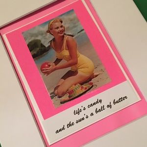 Retro bathing beauty beach swim matted art pop